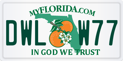 FL license plate DWLW77