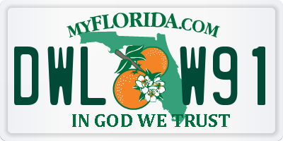 FL license plate DWLW91