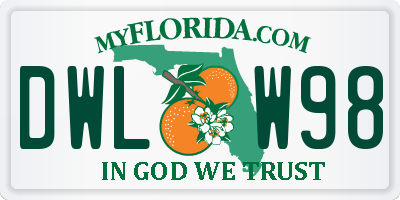 FL license plate DWLW98