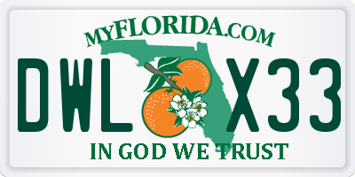 FL license plate DWLX33