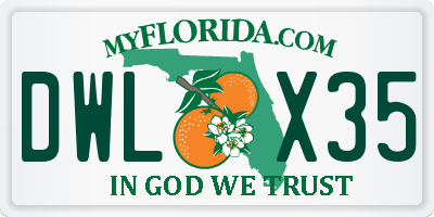 FL license plate DWLX35