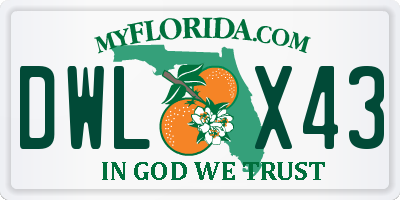 FL license plate DWLX43