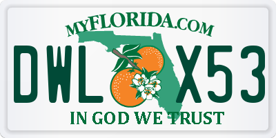 FL license plate DWLX53