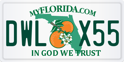 FL license plate DWLX55