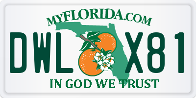 FL license plate DWLX81