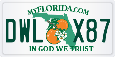 FL license plate DWLX87