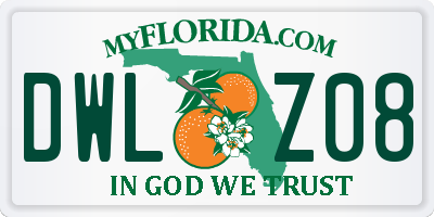 FL license plate DWLZ08