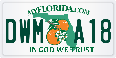 FL license plate DWMA18