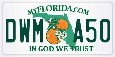 FL license plate DWMA50