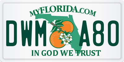FL license plate DWMA80