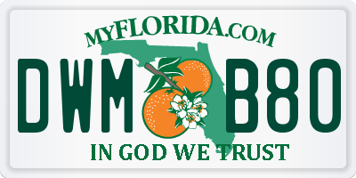 FL license plate DWMB80