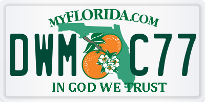 FL license plate DWMC77