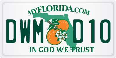 FL license plate DWMD10