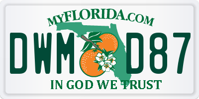 FL license plate DWMD87