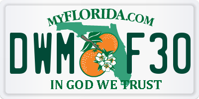 FL license plate DWMF30