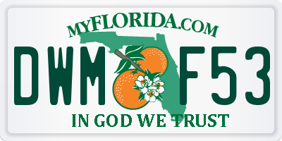 FL license plate DWMF53