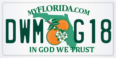 FL license plate DWMG18