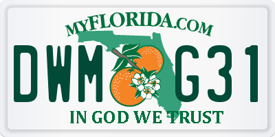 FL license plate DWMG31