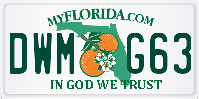 FL license plate DWMG63