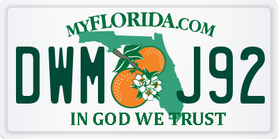 FL license plate DWMJ92