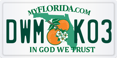FL license plate DWMK03