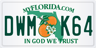 FL license plate DWMK64