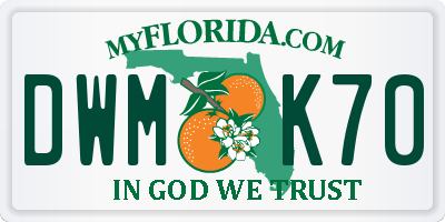 FL license plate DWMK70