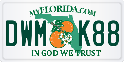 FL license plate DWMK88