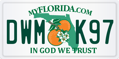 FL license plate DWMK97