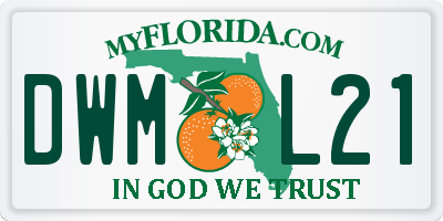 FL license plate DWML21