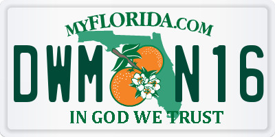 FL license plate DWMN16