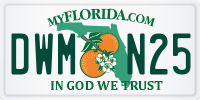 FL license plate DWMN25