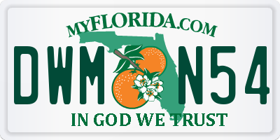 FL license plate DWMN54