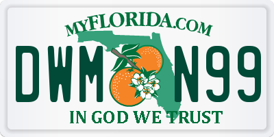 FL license plate DWMN99