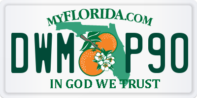 FL license plate DWMP90