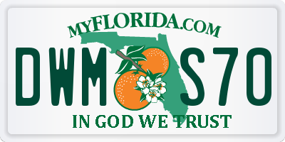 FL license plate DWMS70