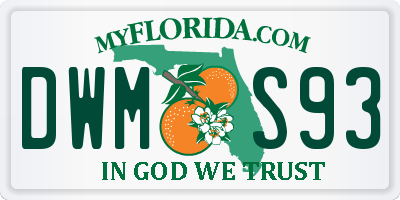 FL license plate DWMS93