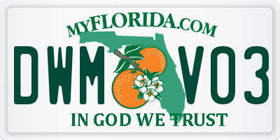 FL license plate DWMV03
