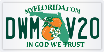 FL license plate DWMV20