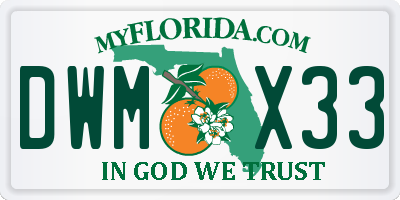 FL license plate DWMX33