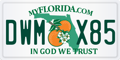 FL license plate DWMX85