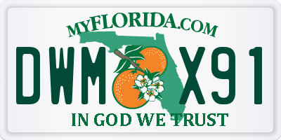 FL license plate DWMX91
