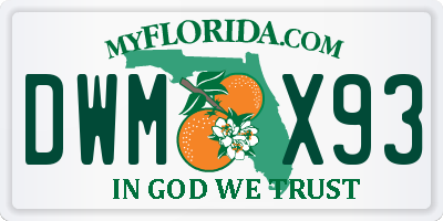FL license plate DWMX93