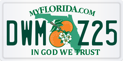 FL license plate DWMZ25