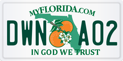 FL license plate DWNA02