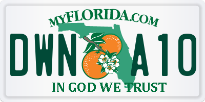 FL license plate DWNA10