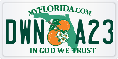 FL license plate DWNA23
