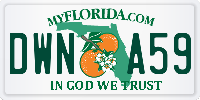 FL license plate DWNA59