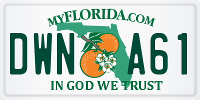FL license plate DWNA61