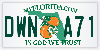 FL license plate DWNA71